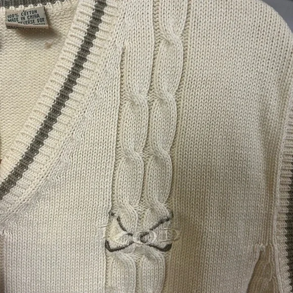 Vintage Izod Women's Tennis Oversized Golf White Knit Pickleball Sweater Vest- L - Picture 5 of 5